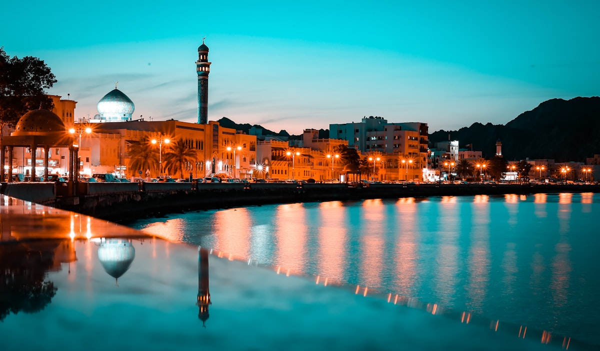 Muscat skyline at night, Mutrah